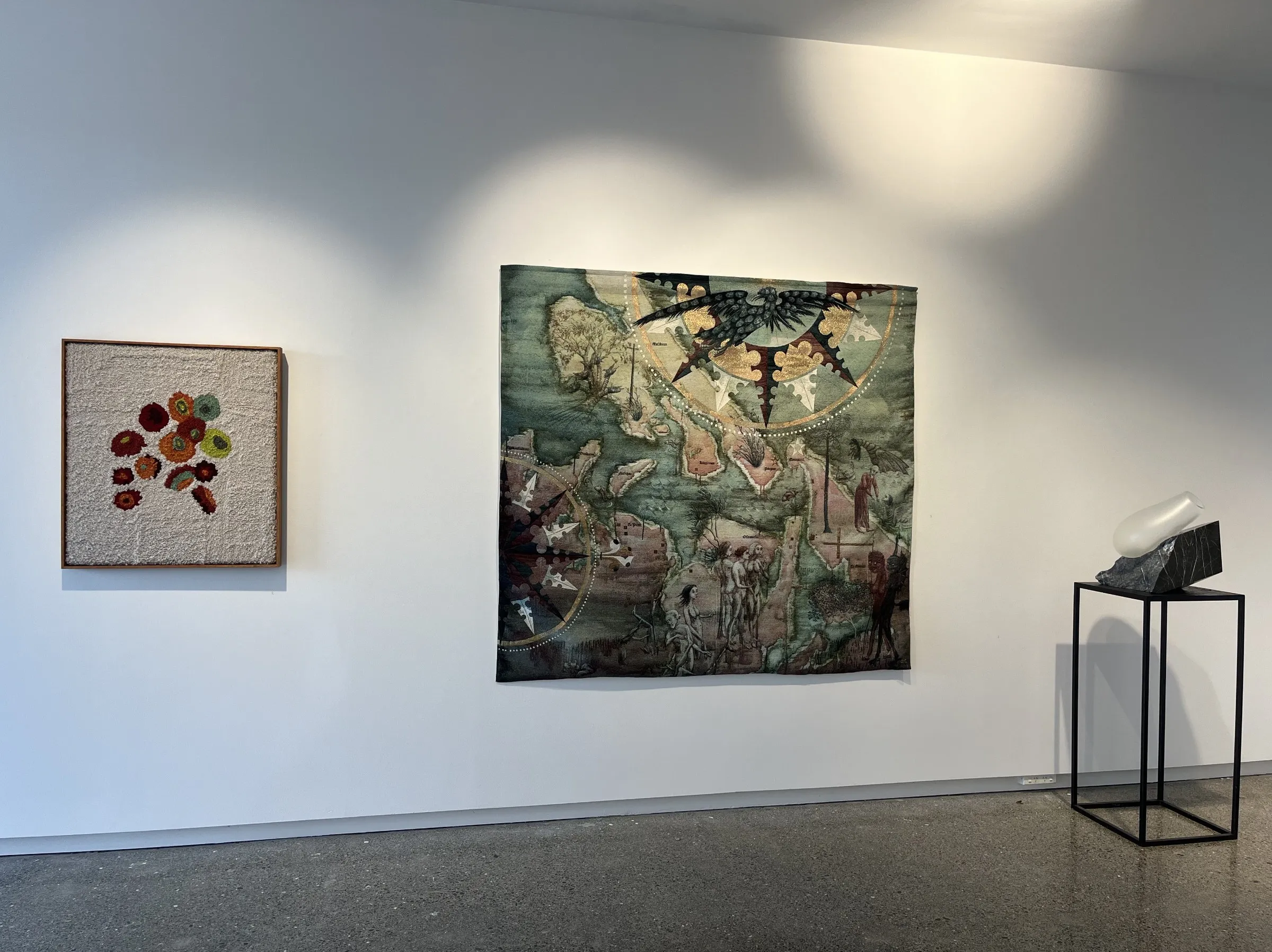 Installation view (middle — Roger Mortimer, right — Chauncey Flay), 2024 — Jess Swney
